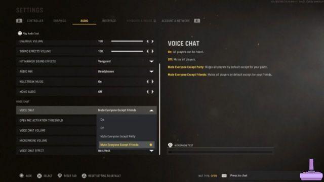 Como silenciar o bate-papo por voz e silenciar o som em Call of Duty: Vanguard - Silencie o microfone