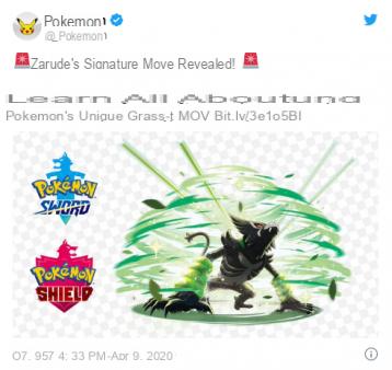 Pokemon Sword & Shield Zarude vem com um novo movimento único